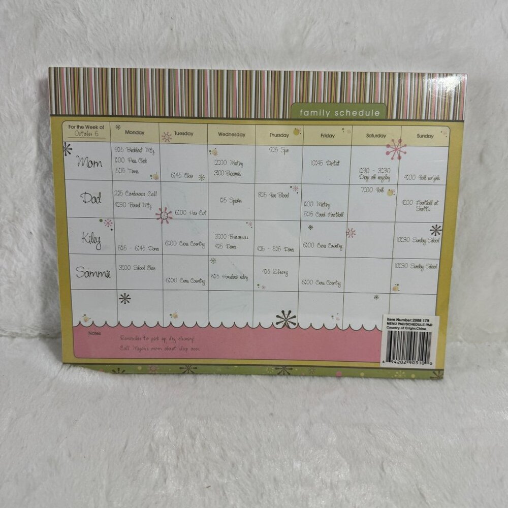 New Menu Maker & Family Schedule Planner Pad Set Undated